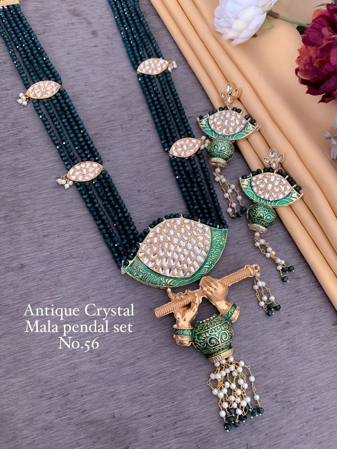 3 Designer Antique Crystal Mala Pendant Set Wholesale Market In Surat
